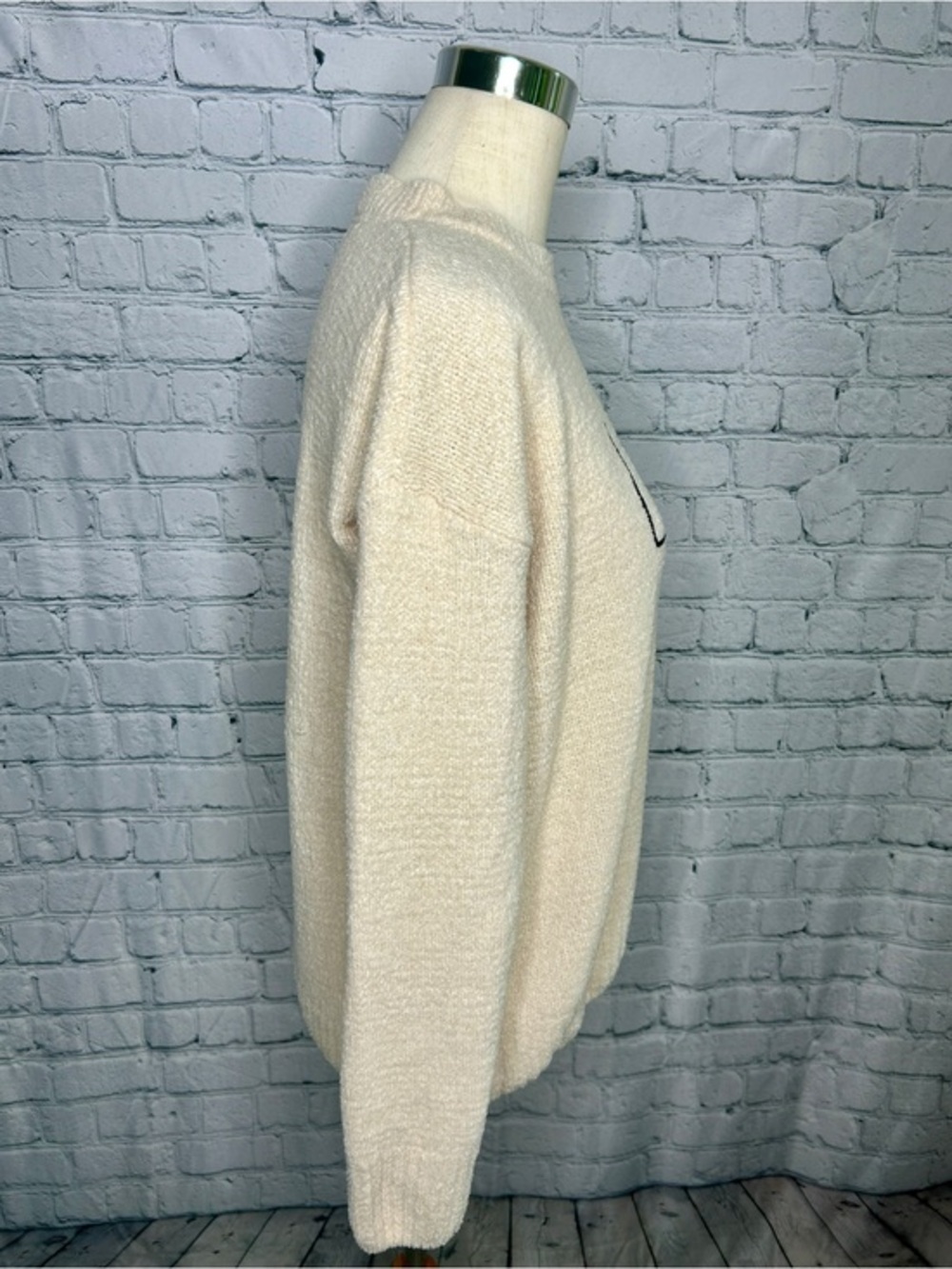 Rae Dunn LOVE Sweater Medium Cream Chenille Knit Pullover Cozy Valentine Soft - Picture 5 of 7